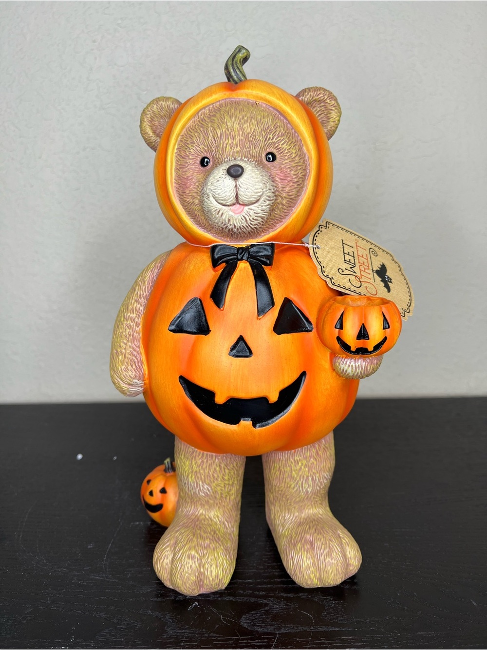 NEW Sweet Street 12" Halloween Teddy Bear in Pumpkin Costume Decor